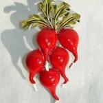 Vintage 40s Coro Red Enamel..