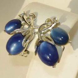 Vintage 60s Lisner Moonglow Lucite Blue Floral Earrings